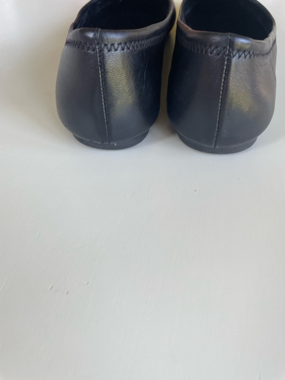 Tory Burch Black Leather Ballet Flats with Gold Logo Medallion - Picture 11 of 13